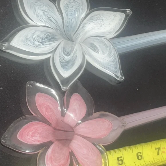 Two Glass Hand-blown Flowers - Picture 3 of 5